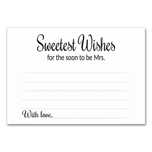Sweetest Wishes for the Soon to Be Mrs Advice Kaar Kaart (Voorkant)