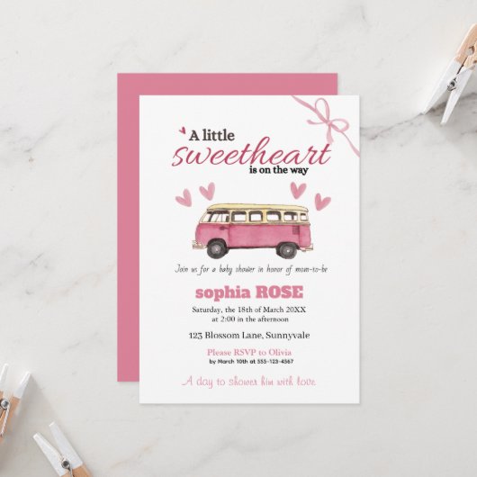 Sweetheart Baby Shower Invitation (Devant/Arrière en situation)