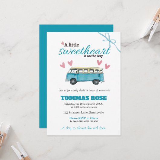 Sweetheart Baby Shower Invitation  (Devant/Arrière en situation)