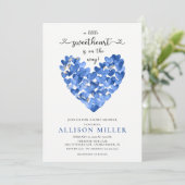 Sweetheart Blue Heart Boys Baby shower Invitation (Debout devant)