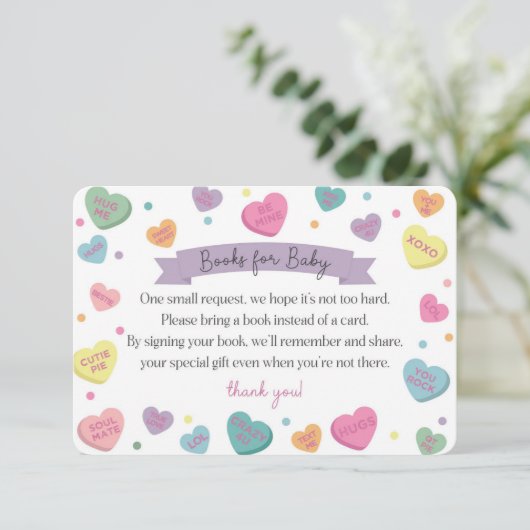 Sweetheart Candy Books for Baby Invitation Inserti (Debout devant)