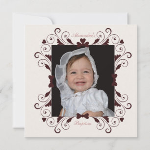 Sweetheart Frame Photo Baptism Invitation
