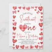 Sweetheart Heart First Birthday Invitation (Devant)