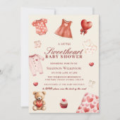 Sweetheart Hearts Baby Shower QR Code Invitation Kaart (Voorkant)