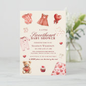 Sweetheart Hearts Baby Shower QR Code Invitation Kaart (Staand voorkant)