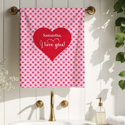 Sweetheart Hearts Personalized Valentine Bath Towe