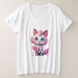 Sweetheart Kitty – Kawaii Pastel Cat Tee Grote Maat T-shirt
