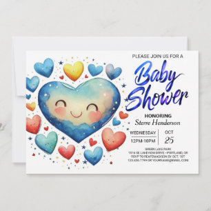 Sweetheart Little Hearts Elegant Boy Baby shower Kaart