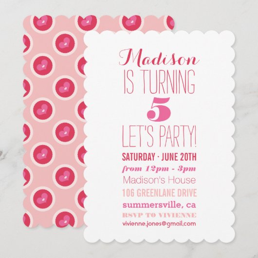 Sweetheart Love Rose Girl Anniversaire Invitation (Devant / Derrière)