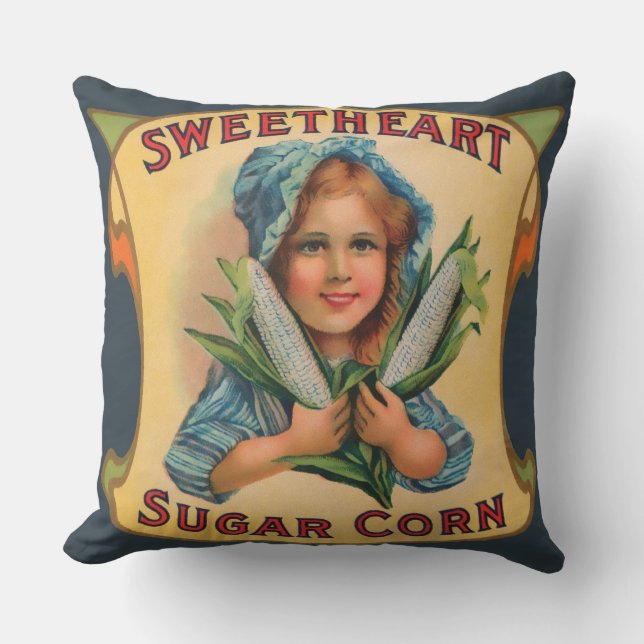 SWEETHEART SUGAR CORN  label Throw Cushion Buitenkussen (Voorkant)