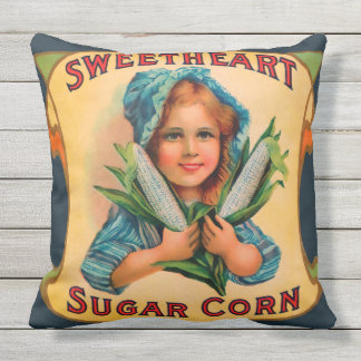 SWEETHEART SUGAR CORN label Throw Cushion Buitenkussen