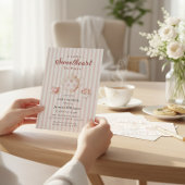 Sweetheart Tea Party Pink Stripe Baby Shower Kaart