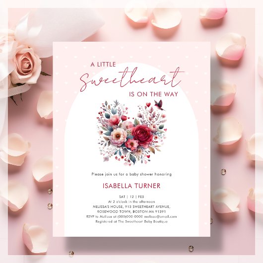 Sweetheart Valentijn Baby shower Budget Invitation
