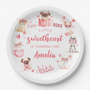 Sweetheart Valentijn Puppy Verjaardag Papier Borde Papieren Bordje