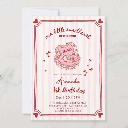 Sweetheart Valentines Hand Drawn Birthday Kaart (Voorkant)