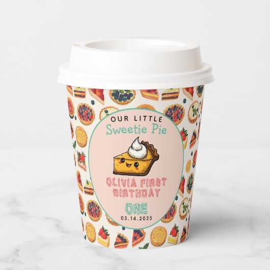 Sweetie Pie - Pi Dag 1e Verjaardag Party Papieren Bekers (Achterkant)