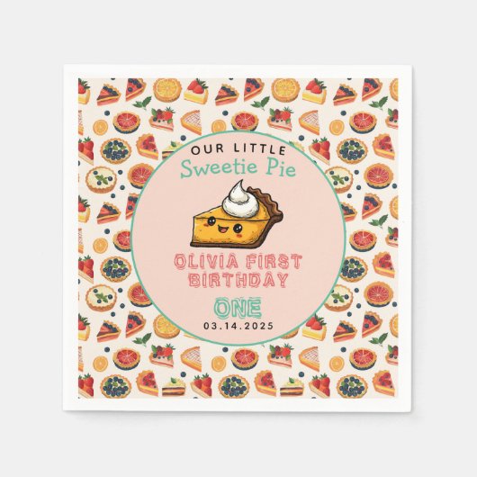 Sweetie Pie - Pi Dag 1e Verjaardag Party Servet (Voorkant)