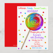 Sweetie Pop Lollipop Birthday Uitnodigingen (Voorkant / Achterkant)