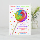 Sweetie Pop Lollipop Invitations d'anniversaire (Debout devant)