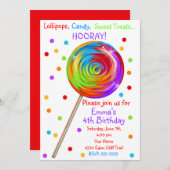 Sweetie Pop Lollipop Invitations d'anniversaire (Devant / Derrière)