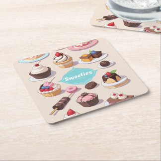 Sweeties Paper-Onderzetter Vierkante Kartonnen Onderzetter