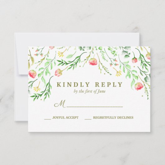Sweetly Romantic | Floral Wedding RSVP (Voorkant)