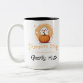 Sweetly Spooky Schattige Ghost Pumpkin Herfst Coff Tweekleurige Koffiemok (Links)