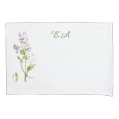 Sweetpea paarse en groene waterverf kussensloop (Voorkant)