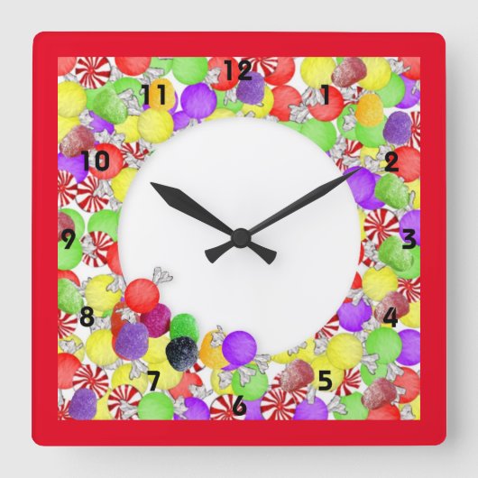Sweets Clock Vierkante Klok (Voorkant)