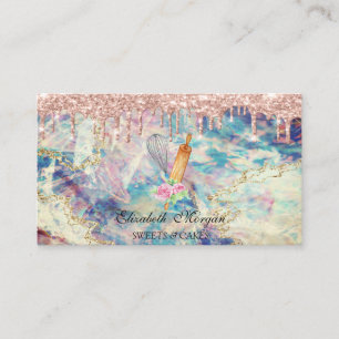 Sweets Cupcake Roze Goud Drips Holografisch Opaliu Visitekaartje