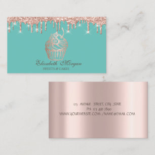 Sweets Cupcake Roze Goud Drips Mint Groen Bakkerij Visitekaartje
