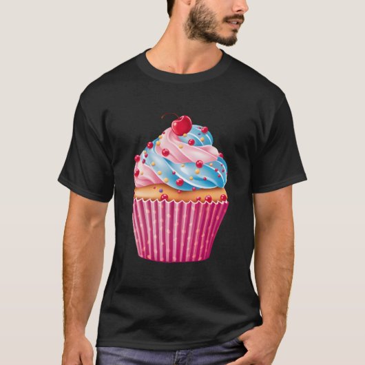 Sweets K Cupcake Sprinkles Pattern Dessert Food T-shirt (Voorkant)