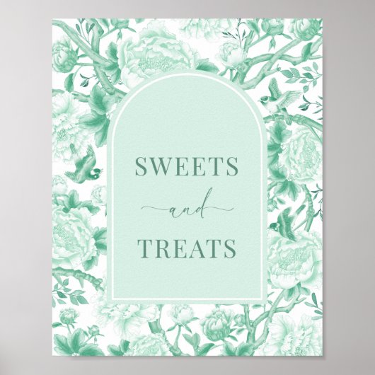 Sweets Treats Groen Wit Chinoiserie Bruidsbord Poster (Voorkant)