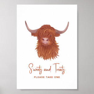 Sweets & Treats Highland Cow Baby Shower Poster