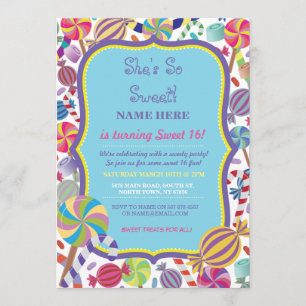 Sweety Dessert Candy Sweet 16 ou tout Invitation d