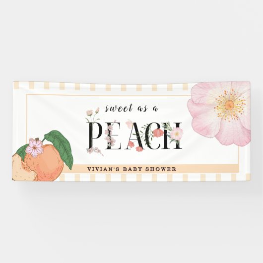 Sweety Little Peach Baby shower Welkom Spandoek (Horizontaal)