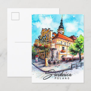 Swidnica Polen Waterverf Schilderij Reizen Briefkaart