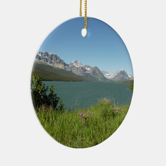 Swiftcurrent Lake Uitzicht bij Glacier National Pa Keramisch Ornament (Rechts)