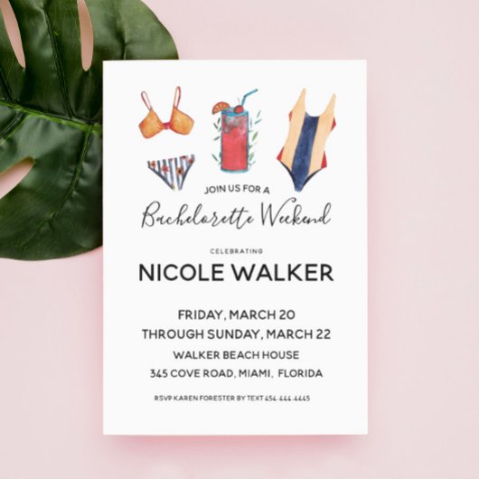 Swim Bachelorette Party Weekend Invitation Kaart