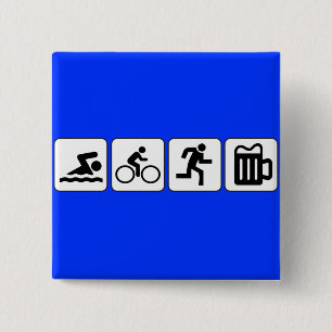 Swim Bike run Drink Vierkante Button 5,1 Cm