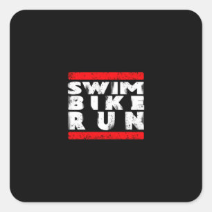 SWIM BIKE RUN   VIERKANTE STICKER