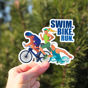 Swim Bike Run – voor Triathlon Atleten Vinyl Sticker