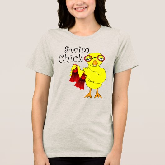 Swim Chick Tekst Tri-Blend Shirt (Voorkant)