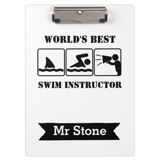 Swim Coach Gepersonaliseerde Leraar Klemborden Gra (Voorkant)