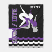 Swim Dive Team - Paars en zwart Fleece Deken (Voorkant)