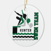 Swim/duikteam - Groen - Jongen Keramisch Ornament (Links)