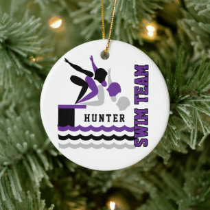 Swim-/duikteam - Paars - jongen Keramisch Ornament