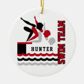 Swim-/duikteam - Rood-jongen Keramisch Ornament (Voorkant)