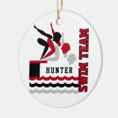 Swim-/duikteam - Rood-jongen Keramisch Ornament (Links)