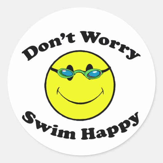 Swim Happy Ronde Sticker (Voorkant)